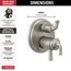 Kayra 2-Handle Monitor 17 Series Valve Trim w/ 3- or 6- Setting Diverter (Stainless), T27833-SS