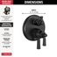 Dorval Traditional 2-Handle Monitor 17 Series Valve Trim w/ 3 Setting Diverter (Matte Black), T27856-BL