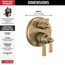 Dorval Traditional 2-Handle Monitor 17 Series Valve Trim with 3 Setting Diverter (Champagne Bronze), T27856-CZ