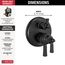 Dorval Traditional 2-Handle Monitor 17T Series Valve Trim w/ 3 Setting Diverter (Matte Black), T27T856-BL