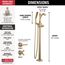 Dorval Single Handle Floor Mount Tub Filler Trim, Less Handle (Champagne Bronze), T4756-CZLHP-FL