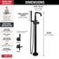 Broderick Floor Mount Tub Filler Trim- Less Handle, 1.75 GPM (Matte Black), T4784-BLLHP-FL