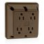 4-in-1 Quadruplex Receptacle Outlet,  15A, 125V Side Wire, NEMA 5-15R, 2-Pole, 3-Wire (Brown)