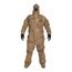 Tychem 5000 C3185T Coverall w/ Respirator Fit Hood, Attached Dual Layer Gloves, Socks w/ Outer Boot Flaps, Double Storm Flap; Hook and Loop, Tan, Medium (Pack of 6)