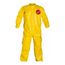 Tychem 2000 QC125T Coverall w/ Collar, Elastic Wrists and Ankles, Storm Flap; Adhesive Closure, Yellow, Large (Pack of 4)
