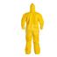 Tychem 2000 QC127B Coverall w/ Standard Hood, Elastic Wrists and Ankles, Storm Flap; Adhesive Closure, Yellow, Large (Pack of 12)