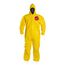 Tychem 2000 QC127B Coverall w/ Standard Hood, Elastic Wrists and Ankles, Storm Flap; Adhesive Closure, Yellow, X-Large (Pack of 12)