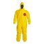 Tychem 2000 QC127T Coverall w/ Standard Hood, Elastic Wrists and Ankles, Storm Flap; Adhesive Closure, Yellow, Medium (Pack of 4)