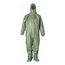 Tychem 2000 SFR QS127T Coverall w/ Respirator Fit Hood, Elastic Wrists Ankles and Waist, Storm Flap; Adhesive Closure, Green, Large (Pack of 4)