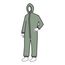 Tychem 2000 SFR QS127T Coverall w/ Respirator Fit Hood, Elastic Wrists Ankles and Waist, Storm Flap; Adhesive Closure, Green, Large (Pack of 4)