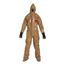 Tychem RESPONDER CSM RC128T Coverall w/ Respirator Fit Hood, Attached Gloves, Socks w/ Outer Boot Flaps, Double Storm Flap, Tan, Small (Pack of 1)