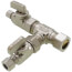 1/2" Nom Comp. (5/8" OD) x 3/8" OD x 1/4" OD Comp Dual Shut-Off Valve, Lead Free (Chrome)