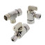 1/2" Nom Comp. (5/8" OD) x 3/8" OD Comp x 1/4" OD Comp 1 Angle 1 Straight Dual Outlet Valve, Lead Free (Chrome Plated)