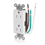 Decora Plus Duplex Receptacle Outlet,  Smooth Face, 15A, 125V Pre-Wired Leads, NEMA 5-15R, 2-Pole, 3-Wire, Self-Grounding (White)