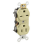 Duplex Receptacle Outlet,  Dual Voltage, Smooth Face, 15A, 125/250V Side Wire, NEMA 5-15R_6-15R, 2-Pole, 3-Wire, Self-Grounding (Ivory)