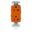 Decora Plus Isolated Ground Duplex Receptacle Outlet,  Smooth Face, 20A, 125V Back or Side Wire, NEMA 5-20R, 2-Pole, 3-Wire, Self-Grounding (Orange)