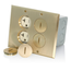 Floor Box Assembly w/ (2) 20A Tamper-resistant Outlet/receptacle, Brass