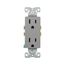 Residential Duplex Receptacle, #14-10 Awg 15A 125V, SideAnd Push, Gray, Impact-Resistant Duplex, 1107GY-BOX