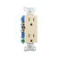 Residential Duplex Receptacle, #14-10 Awg 15A 125V, Side & Push, Ivory, Impact-Resistant Duplex, 1107V