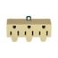 Swivel 3 Outlet Tap, Swivel, Single Receptacle To 3 Outlets, 15A, 125V, Ivory, 5-15R, Nema 5-15R, 1219V-BOX