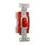 Construction Grade Toggle Switch, #14-10 Awg, 20A, Flush, 120/277V, Back & Side, Red, 1-Pole, 1221RD