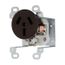 Receptacle, #12 -4Awg, 50A, Flush, 125/250V, Back, Brown, Nema 10-50R, 3-Pole, 3-Wire, 122B-BOX