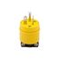 Straight Blade Plug, #14-8 Awg, 20A, Industrial, 125V, Back Wire, Yellow, Black, 1433