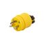 Straight Blade Plug, #14-8 Awg, 20A, Industrial, 125V, Back Wire, Yellow, Black, 1433