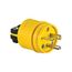 Straight Blade Plug, #14-8 Awg, 20A, Industrial, 250V, Back Wire, Yellow, Black, 1448