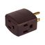 3 Outlet Cube Tap, Single Receptacle To 3 Outlets, 15A, 125V, Brown, Thermoplastic, 5-15R, 1482B-BOX