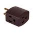 3 Outlet Cube Tap, Single Receptacle To 3 Outlets, 15A, 125V, Brown, Thermoplastic, 5-15R, 1482B-BOX