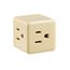 3 Outlet Cube Tap, Single Receptacle To 3 Outlets, 15A, 125V, Ivory, Thermoplastic, 5-15R, 1482V-BOX