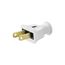 Straight Blade Plug, #18-10 Awg 15A, 125V, White, 1-15P, 2-Pole, 2-Wire, 0.328" Dia. Rubber, 183W-BOX
