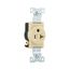 Commercial Single Receptacle, #14-10 Awg 20A, 125V, SideWire, Ivory Face, 5-20R, Pvc, 1877V-BOX