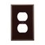Duplex Receptacle Wallplate, Brown, Duplex Receptacle Cutout, Thermoset, Single-Gang, Mid-Size, 2032B-BOX