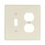 Combination Wallplate, Almond, Toggle, Duplex Receptacle Cutout, Thermoset, 2- Gang, Mid-Size, 2038A