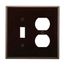 Combination Wallplate, Brown, Toggle, Duplex Receptacle Cutout, Thermoset, 2-Gang, Mid-Size, 2038B-BOX