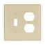 Combination Wallplate, Ivory, Toggle, Duplex Receptacle Cutout, Thermoset, 2-Gang, Mid-Size, 2038V-BOX