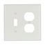 Combination Wallplate, White, Toggle, Duplex Receptacle Cutout, Thermoset, 2-Gang, Mid-Size, 2038W-BOX