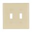 Toggle Wallplate, Ivory, Toggle Cutout, Thermoset, Two- Gang, Mid-Size, Ed Box, 2039V-BOX