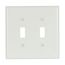 Toggle Wallplate, White, Toggle Cutout, Thermoset, Two- Gang, Mid-Size, Ed Box, 2039W-BOX