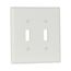 Toggle Wallplate, White, Toggle Cutout, Thermoset, Two- Gang, Mid-Size, Ed Box, 2039W-BOX
