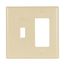 Combination Wallplate, Ivory, Toggle, Decorator Cutout, Thermoset, 2- Gang, Mid-Size, Ed Box, 2053V-BOX