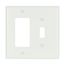Combination Wallplate, White, Toggle, Decorator Cutout, Thermoset, 2- Gang, Mid-Size, Ed Box, 2053W-BOX