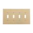 Toggle Wallplate, Ivory, Toggle Cutout, Thermoset, Four- Gang, Mid-Size, Ed Box, 2054V-BOX