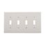 Toggle Wallplate, White, Toggle Cutout, Thermoset, Four- Gang, Mid-Size, Ed Box, 2054W-BOX