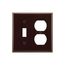 Combination Wallplate, Brown, Toggle, Duplex Receptacle Cutout, Thermoset, 2-Gang, Standard, 2138B-BOX
