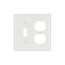 Combination Wallplate, White, Toggle, Duplex Receptacle Cutout, Thermoset, 2-Gang, Standard, 2138W-BOX