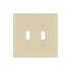 Toggle Wallplate, Ivory, Toggle Cutout, Thermoset, Two- Gang, Oversize, Ed Box, 2149V-BOX