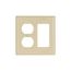 Combination Wallplate, Ivory, Duplex Receptacle, Decorator Cutout, Thermoset, 2-Gang, 2157V-BOX